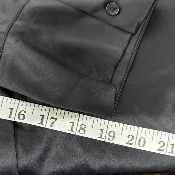 Lane Bryant Black Classic Satiny Button Down Boyfriend Shirt Size 28 No Peek NEW - Picture 10 of 12